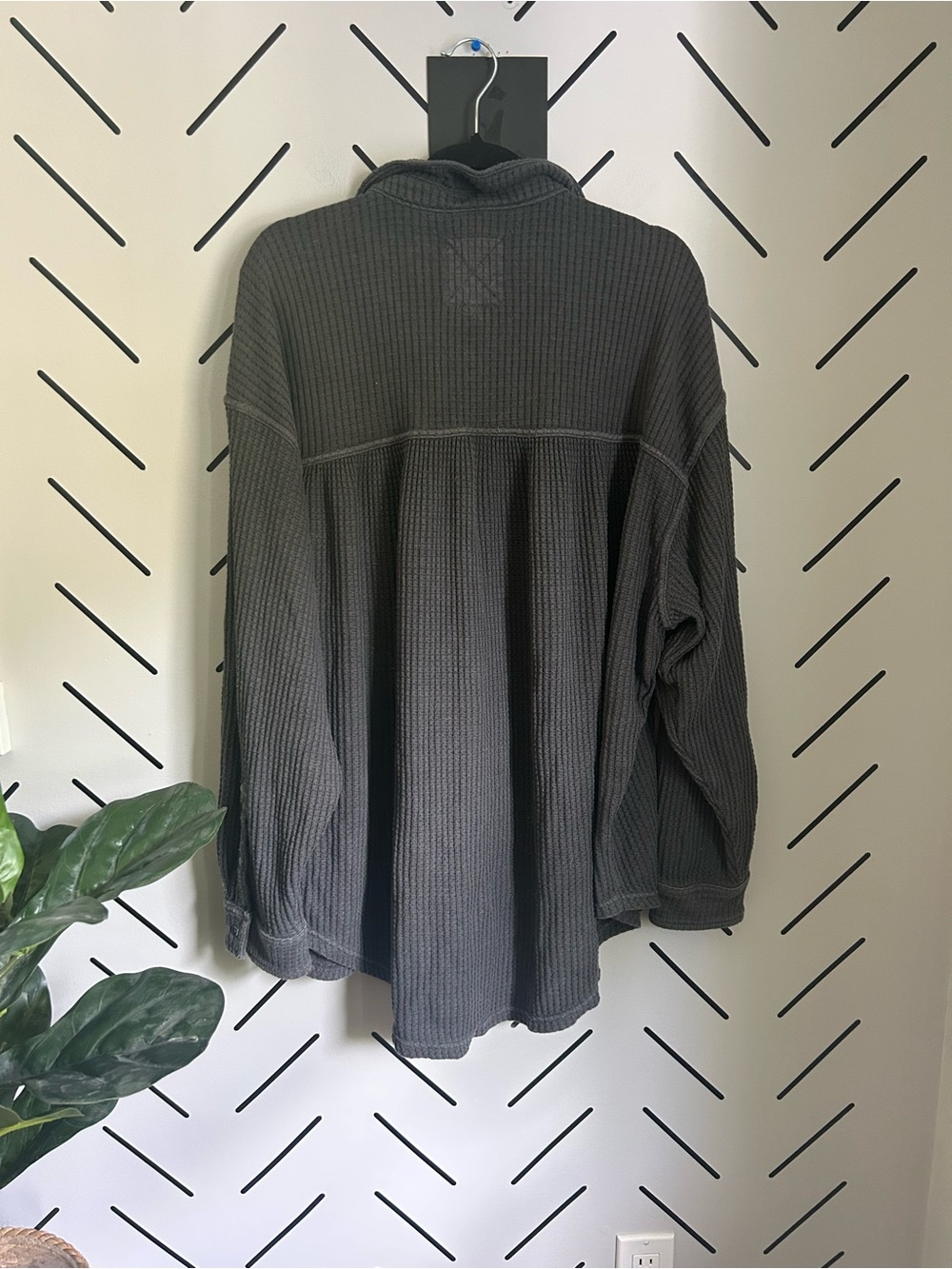 Aerie anytime favourite waffle long sleeve button up grey - Picture 6 of 6